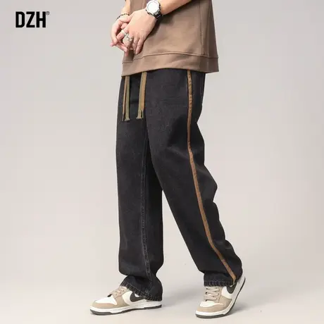 男士黑色牛仔裤男直筒潮牌秋冬新款休闲裤子2023年新款阔腿直筒裤商品大图