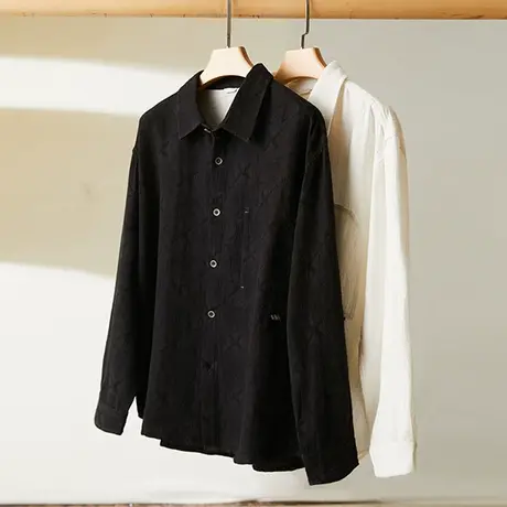 棉麻衬衫男春秋季休闲男士长袖翻领商务衬衣复古宽松大码外套潮流商品大图