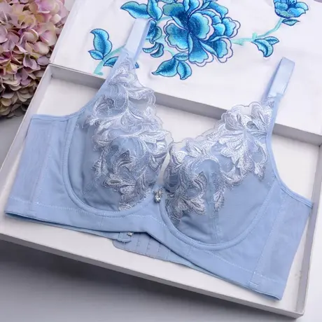 无海绵超薄款模杯胖妹妹胖mm性感聚拢大码缩胸大胸显胸小内衣文胸商品大图