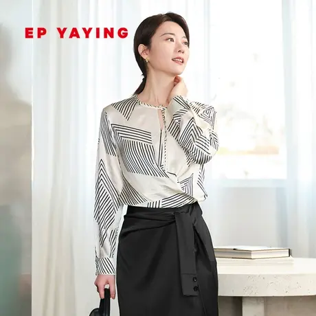 [真丝系列]EP雅莹女装 新中式印花设计感衬衫 2023新款2325A商品大图