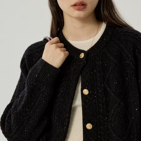 omont蛋挞家 100%澳毛针织开衫2023冬季新款复古宽松慵懒毛衣外套图片