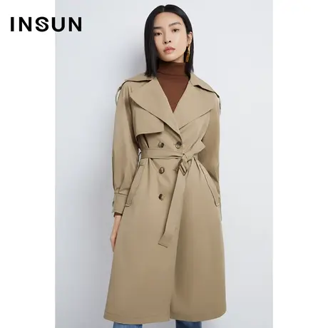 INSUN恩裳秋季双排扣英伦风棉质风衣商品大图