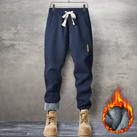加绒加厚保暖加棉裤冬季2024新款男装束脚休闲裤子秋冬款外穿卫裤商品大图