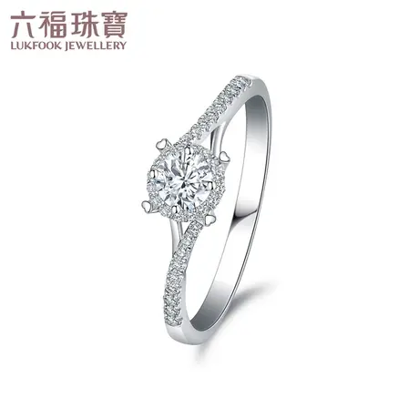 六福珠宝爱很美18K金钻石戒指女四爪镶婚戒求婚钻戒定价LB30043商品大图