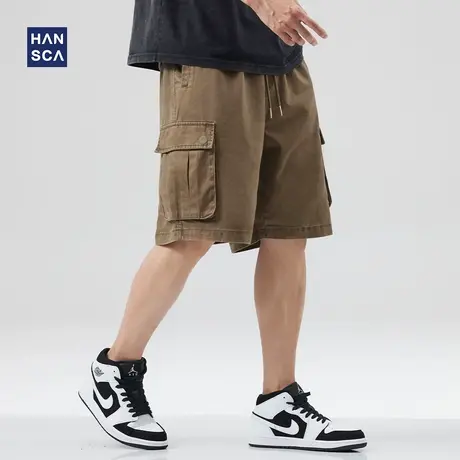 hansca美式重磅工装短裤男夏季宽松大码多口袋纯棉休闲外穿五分裤商品大图