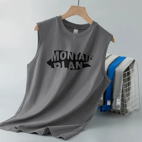 男士背心纯棉无袖t恤夏季薄款健身篮球全棉运动宽肩坎肩跨栏外穿商品大图