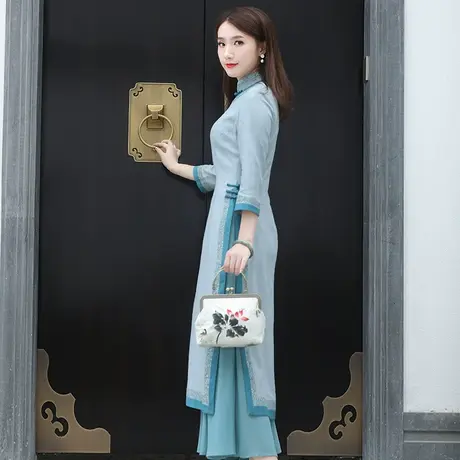 越南旗袍裙改良奥黛款旗袍2022年新款年轻款日常可穿改良版连衣裙图片