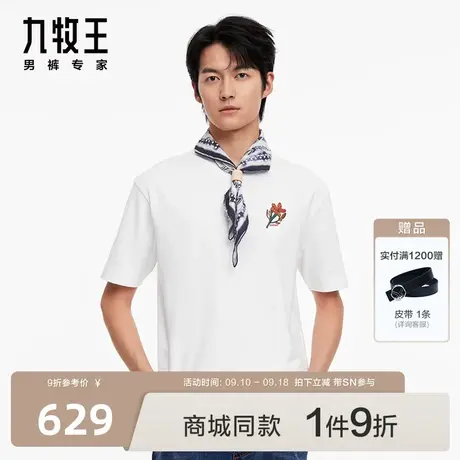 [商场同款]九牧王2023秋季新品JT2C40139休闲时尚绣花短袖T恤SN图片