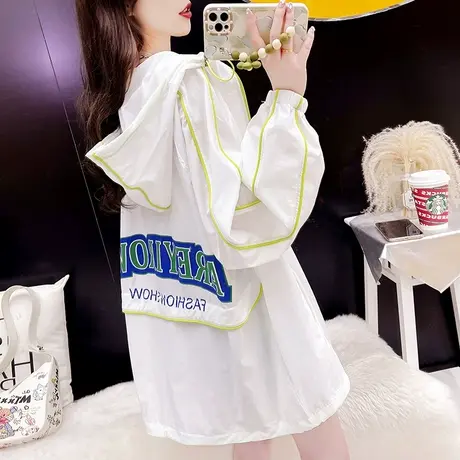 宽松休闲连帽防晒服外套女2023年新款夏季洋气百搭设计感上衣外穿商品大图
