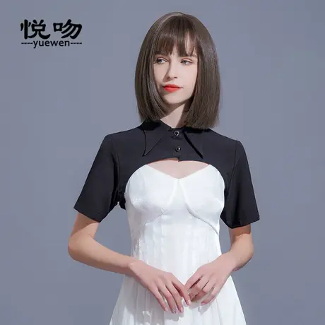 短袖雪纺短外搭女小坎肩2023新款衬衫小披肩夏百搭短款开衫短外套商品大图