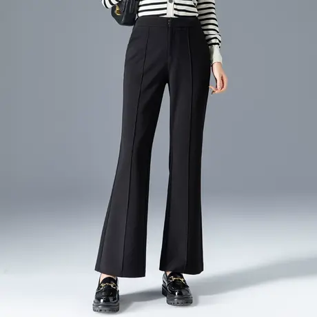 直筒微喇裤女2023年新款高腰黑色西装裤春秋妈妈裤子阔腿裤喇叭裤商品大图