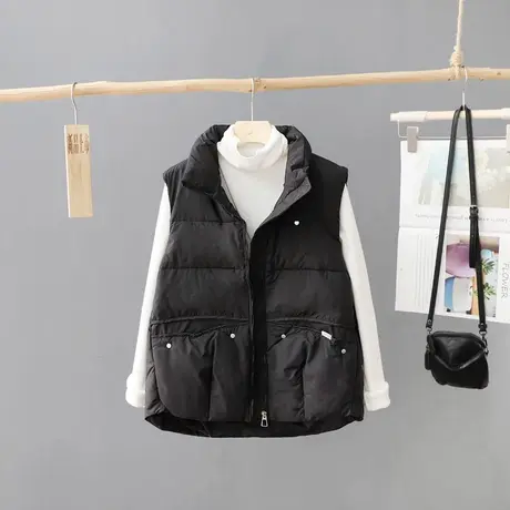 洋气的短款羽绒棉马甲女款外穿2023秋冬季新款女装上衣棉坎肩外套图片