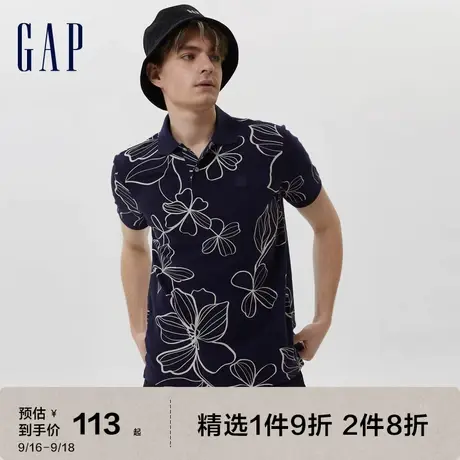 Gap男装夏季新款印花短袖POLO衫612686亲子装运动休闲T恤上衣商品大图