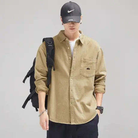 Modi Nick/摩帝尼克复古水洗工艺男士衬衫重磅磨毛面料宽松舒适男图片