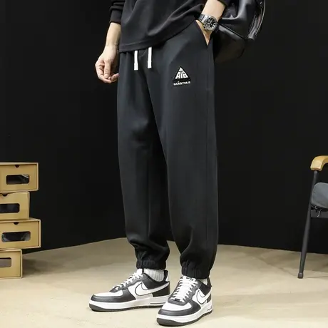 运动裤男士秋冬款宽松大码潮牌新款裤子休闲重磅束脚卫裤秋季男裤商品大图