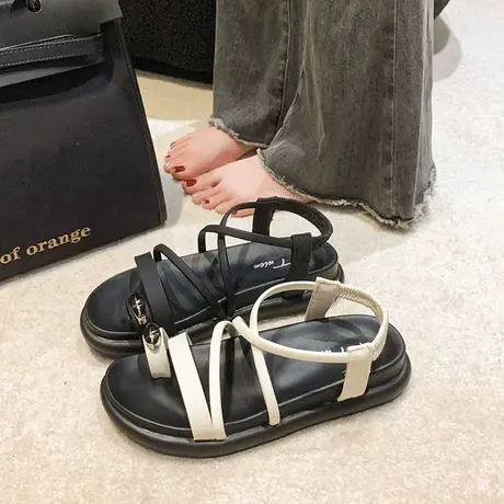 罗马风套趾凉鞋女2023夏季新款海边度假沙滩一脚蹬踩屎感舒适软底商品大图