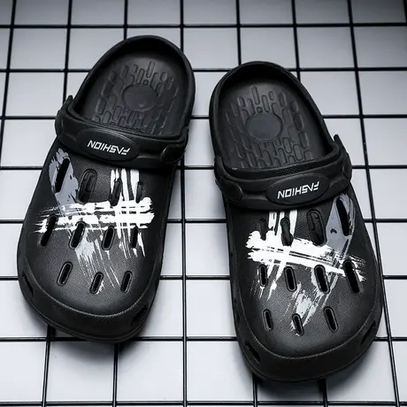 夏季雨鞋男款时尚钓鱼水鞋防滑厨房胶鞋洗车防水鞋男士沙滩洞洞鞋商品大图