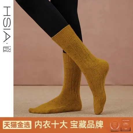 HSIA遐袜子女秋冬中筒袜羊毛保暖防寒堆堆袜折边两穿小腿袜家居袜商品大图
