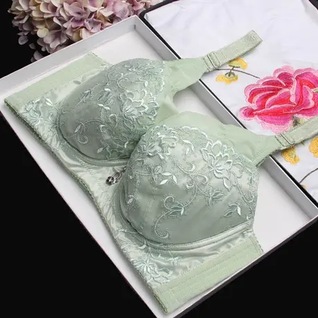 梅花女无海绵薄款透气深V性感聚拢文胸 上托定型收副乳调整型内衣商品大图