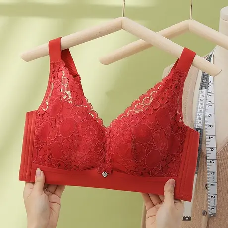 内衣女中模杯调整型聚拢小胸无钢圈文胸套装蕾丝防下垂上托收副乳图片