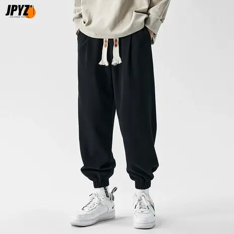 抽绳运动束脚裤冬季日系宽松休闲阔腿直筒基础款卫裤男生秋冬裤子商品大图