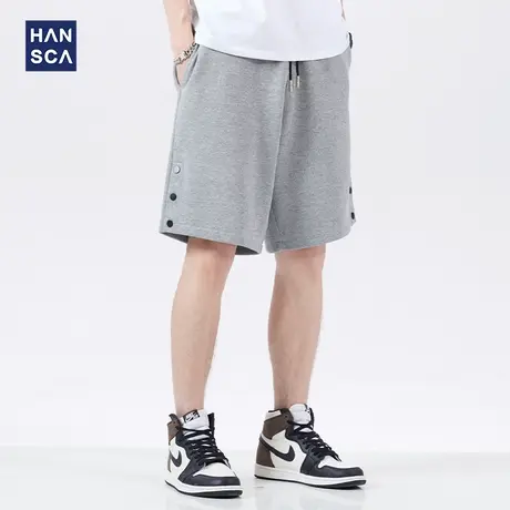 清仓特卖hansca排扣短裤男夏季新款潮牌外穿宽松阔腿休闲运动卫裤图片