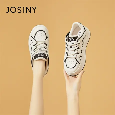 Josiny/卓诗尼休闲板鞋小白鞋女款2024新款春季厚底松糕鞋女鞋子商品大图