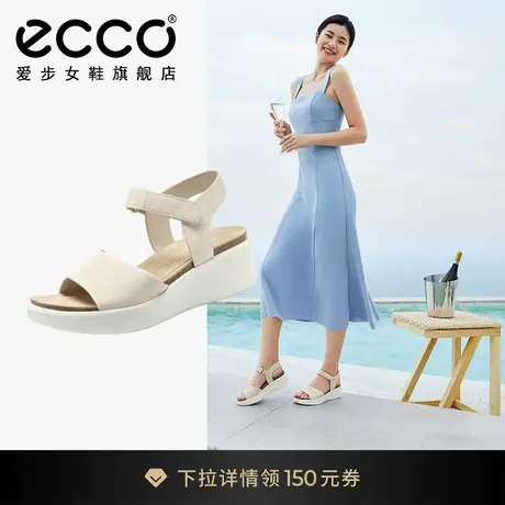 ECCO爱步凉鞋女 夏季一字带坡跟松糕凉拖鞋简约厚底鞋 柔畅272313图片