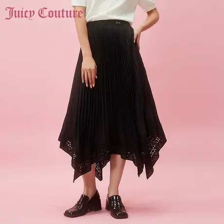 Juicy Couture橘滋2024新款夜色摇曳金属牌刺绣花边百褶半截裙图片