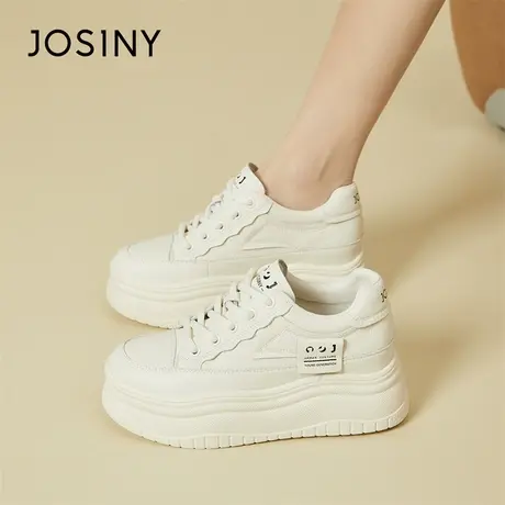 Josiny/卓诗尼厚底板鞋2024新款春季百搭饼干鞋配裙子运动休闲鞋商品大图