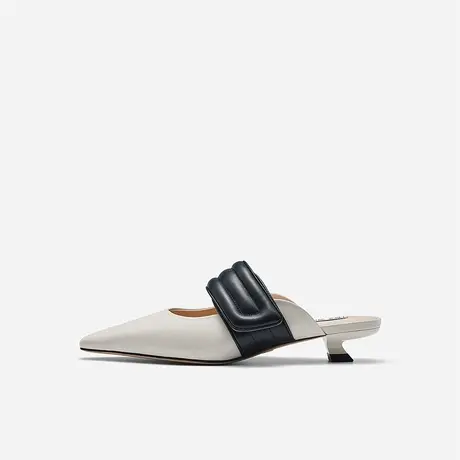Nine West/玖熙2023年夏季新款穆勒鞋撞色魔术贴低跟包头拖鞋女图片