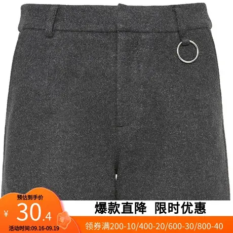 【断码XS】艾格秋冬季新款简约直筒加厚羊毛短裤Y914商品大图