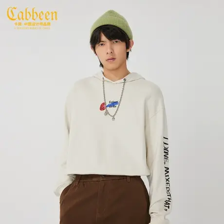 【清仓2件159元】卡宾男装连帽卫衣金属链条印花绣花宽松上衣商品大图