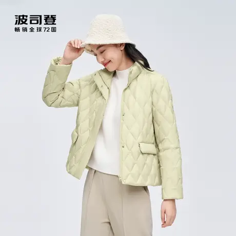波司登2023秋年新款羽绒服女轻薄短款立领时尚奶油色秋冬外套温柔商品大图