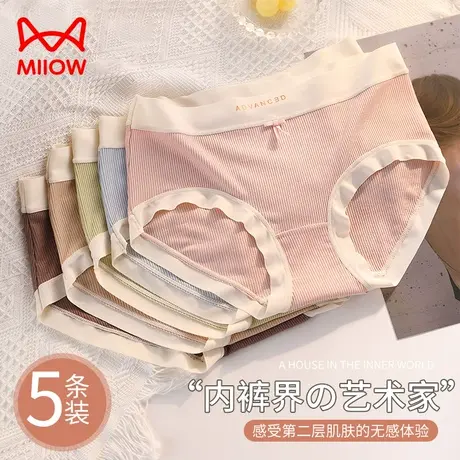 猫人女士内裤女纯棉抗菌全棉裆中腰女生夏季薄款无痕时尚少女短裤商品大图