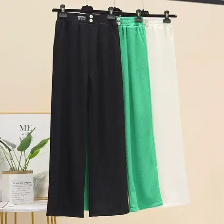 2023早春新款休闲裤女韩版垂坠感直筒长裤宽松拖地时尚高腰阔腿裤商品大图