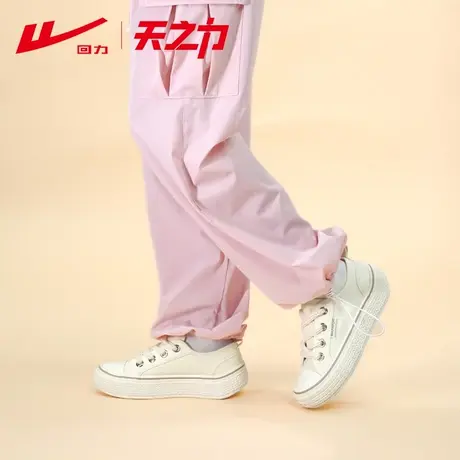 回力新款小熊帆布鞋女秋款透气休闲鞋子百搭增高厚底小白鞋平板鞋商品大图