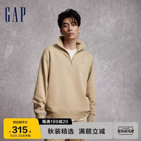 Gap男装秋冬2023新款空气三明治LOGO半高领卫衣760369上衣图片