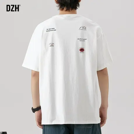 男士白色t恤男短袖夏季情侣运动半袖2023年新款圆领上衣宽松体恤商品大图