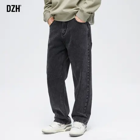 男士黑色牛仔裤男春夏直筒2023新款裤子ins潮百搭休闲长裤阔腿裤商品大图