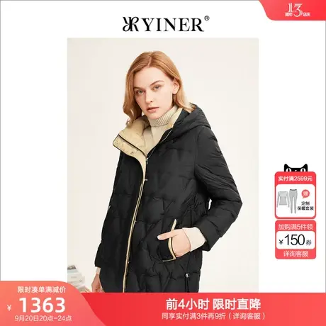 YINER音儿女装2022冬季新款短款连帽羽绒服商品大图