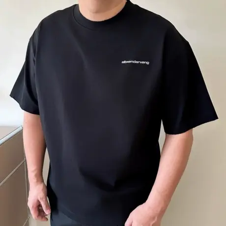 DAEVU夏季大码男装重磅廓版磨边胖子加肥加大男士圆领短袖T恤半袖商品大图