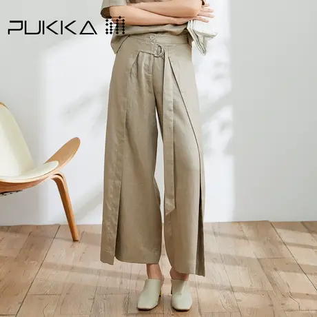 蒲PUKKA 亚麻直筒裤女2023春夏新款原创设计感宽松休闲阔腿裤子商品大图