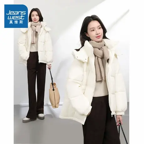 NOB真维斯棉服女2025年新款冬季加厚连帽宽松大码保暖面包服棉衣商品大图