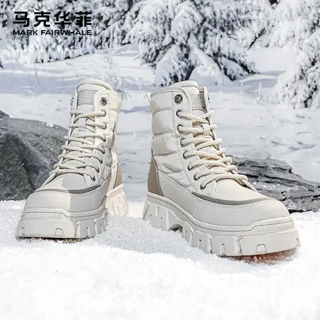 马克华菲雪地靴男冬加绒加厚防水防滑厚底东北高帮棉靴保暖雪鞋女商品大图