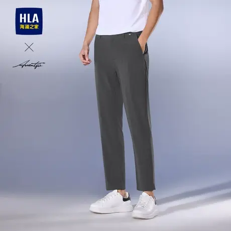 HLA/海澜之家轻商务直筒休闲裤24夏季新款轻薄直筒刺绣九分裤子男商品大图