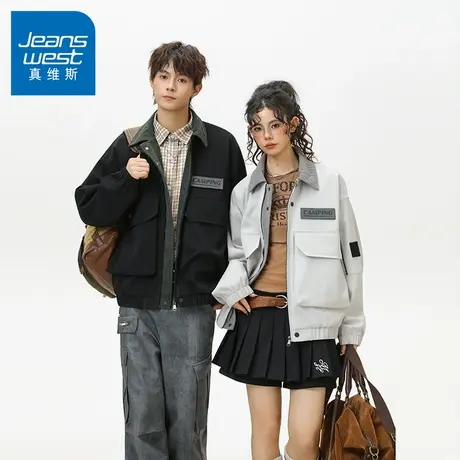 N5真维斯外套男2025秋季新款美式潮牌复古工装飞行服男士春秋夹克图片
