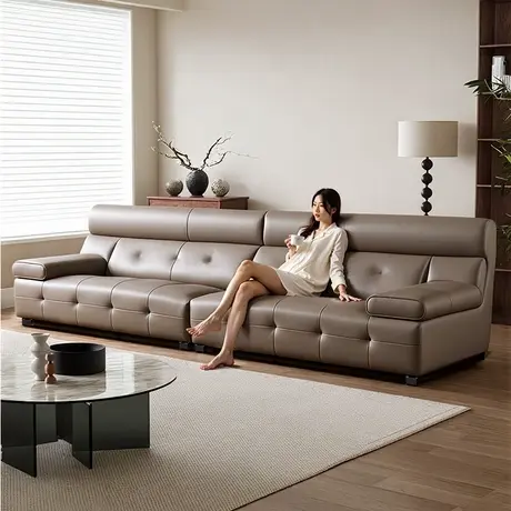 劳伦斯真皮沙发客厅2025新款大黑牛直排轻奢意式极简大小户型108商品大图