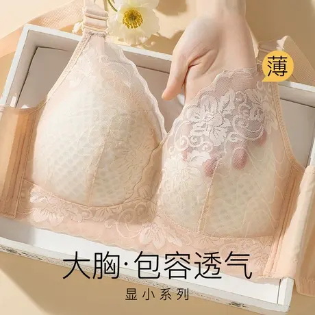 梦芭蒂大胸显小时尚蕾丝三明治蜂巢薄杯内衣女全包显瘦收副乳文胸商品大图