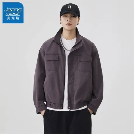 N5真维斯外套男2025新款秋季美式潮牌立领复古青少年男生春秋夹克图片